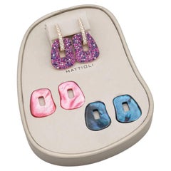 Mattioli Puzzle Arlecchino Medium Earrings in Rose Gold and White Diamonds