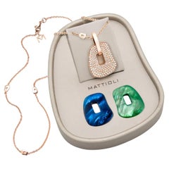 Mattioli Puzzle Arlecchino Medium Earrings in White Gold and Blue Sapphires