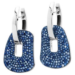 Mattioli Puzzle Arlecchino Medium Earrings in White Gold and Blue Sapphires