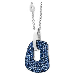 Mattioli Puzzle Arlecchino Medium Pendant in 18k White Gold and Blue Sapphires