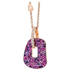 Mattioli Puzzle Arlecchino Medium Pendant in 18k Rose Gold and Pink Sapphires