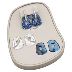 Mattioli Puzzle Arlecchino Mid Earrings White Gold/Diamonds & Blue Sapphires