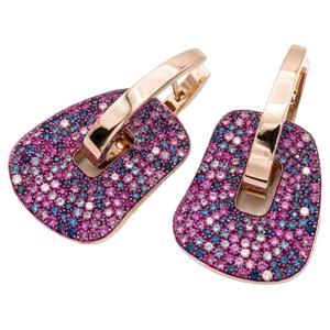 Contemporain New Mattioli Puzzle Arlecchino Small Earrings 18K  Or, diamants et shapphirs en vente