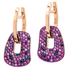 Mattioli Puzzle Arlecchino Small Earrings Gold and Sapphires