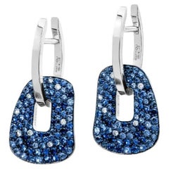 Mattioli Puzzle Arlecchino Small Earrings in White Gold and Blue Sapphires