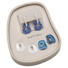Mattioli Puzzle Arlecchino Small Earrings White Gold/Diamonds & Blue Sapphires