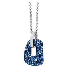Mattioli Puzzle Arlecchino Small Pendant in 18k White Gold and Blue Sapphires