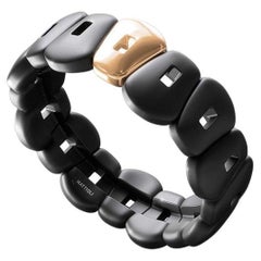 Pulsera Mattioli Puzzle de cerámica negra con un elemento en color oro rosa