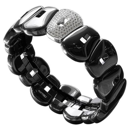 Contemporaneo Bracciale in ceramica nera Mattioli Puzzle con un elemento in oro rosa in vendita
