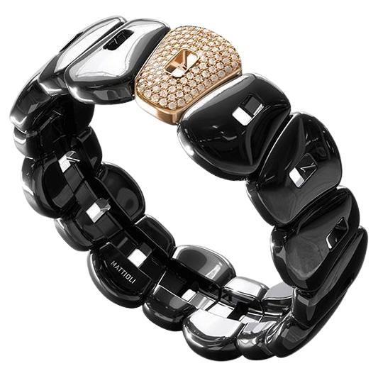 Mattioli Puzzle Black Ceramic Collection 18K and diamond Gold Bracelet