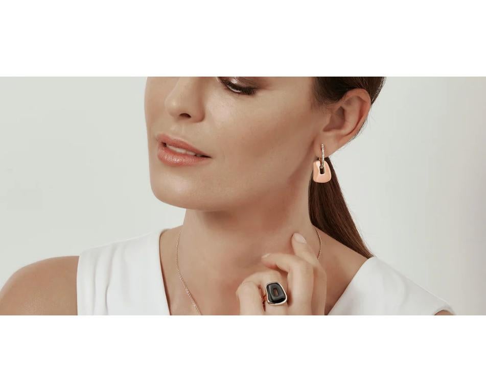 Brilliant Cut Mattioli Puzzle Ceramic Small 18k Yellow Gold Earrings and Diamonds For Sale