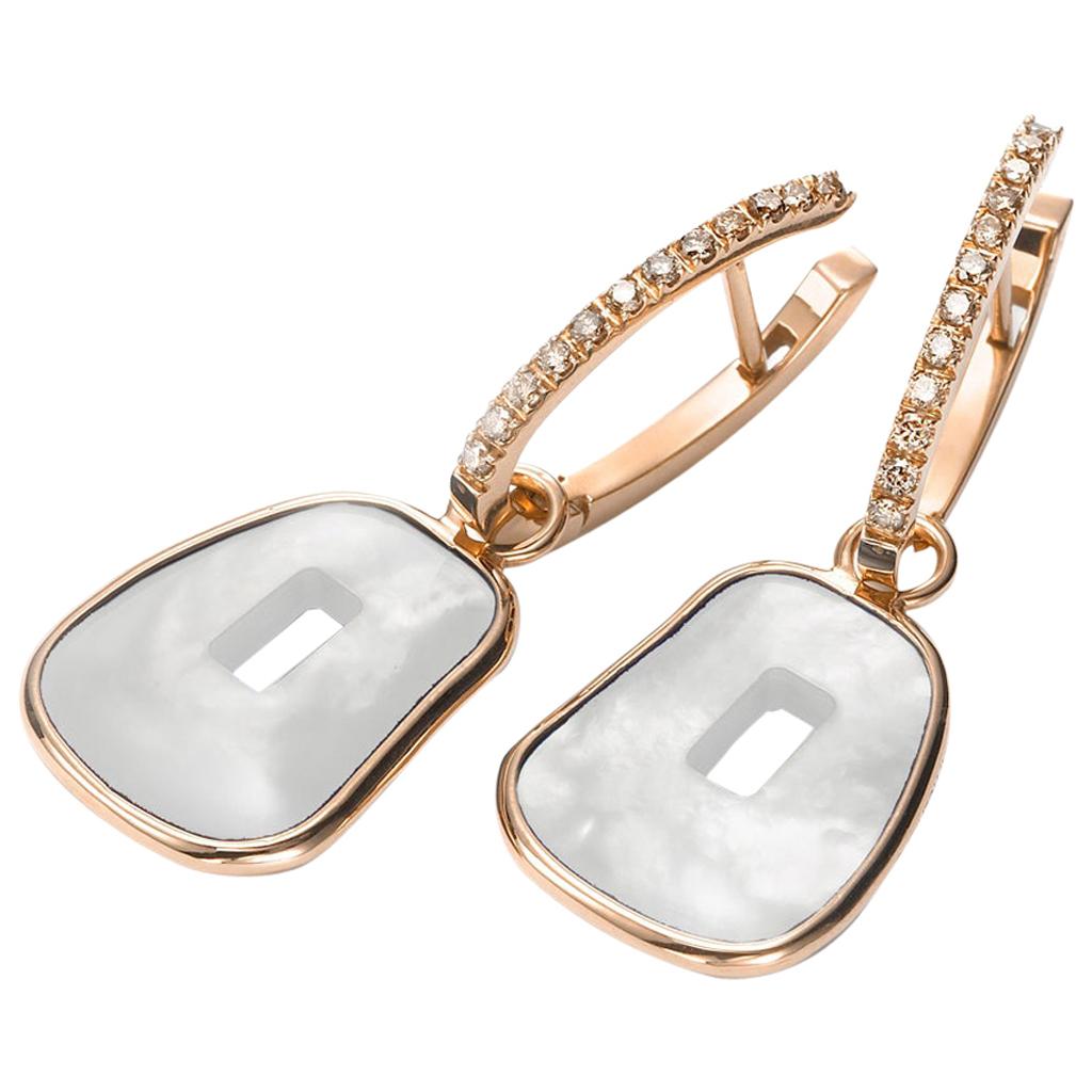 Mattioli Puzzle Collection 18 Carat White Gold White Diamonds S-Size Earrings For Sale