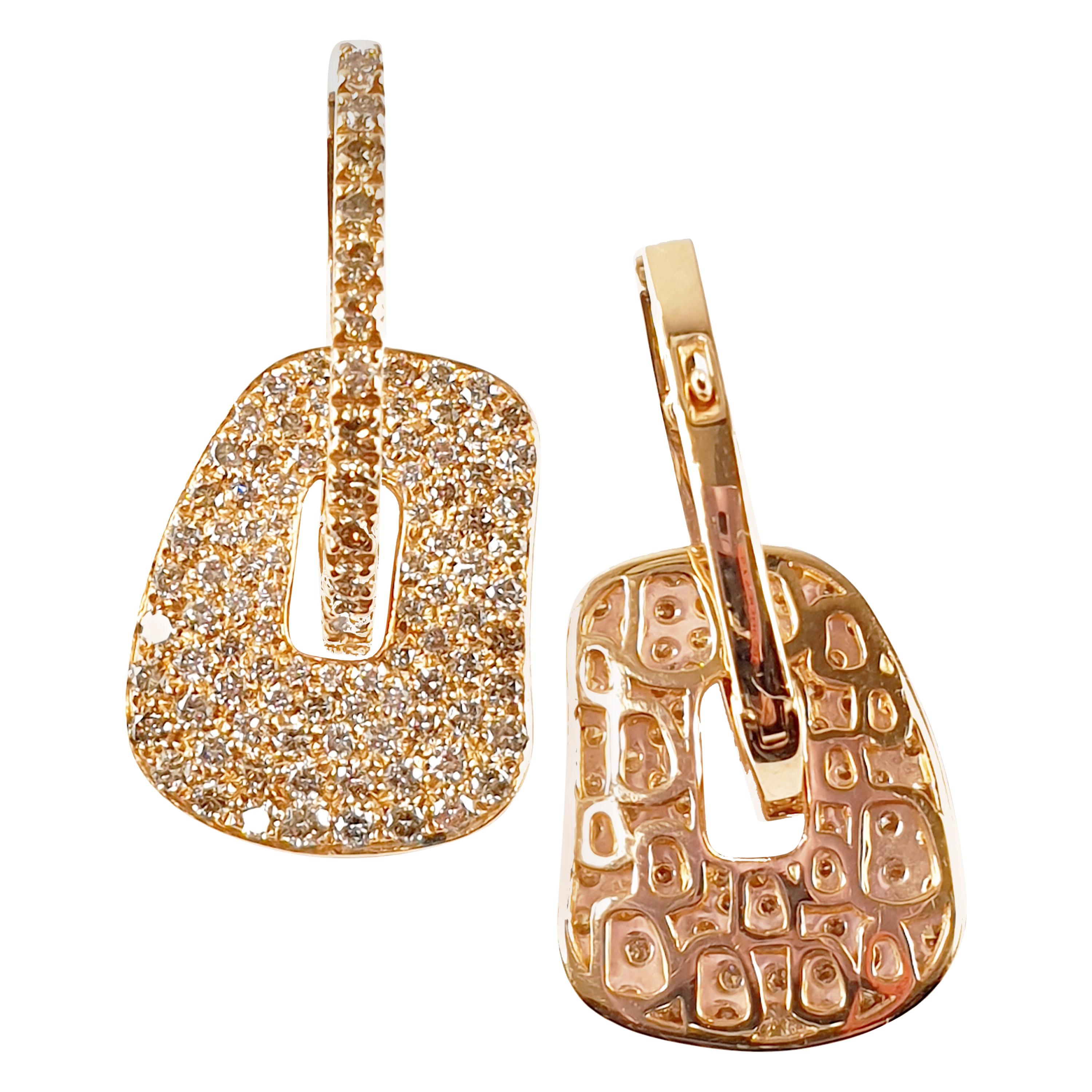 Mattioli Puzzle Collection 18 Karat Rose Gold and Brown Diamonds S Size Earrings