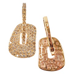 Mattioli, boucles d'oreilles puzzle taille S en or rose 18 carats et diamants bruns, collection Puzzle