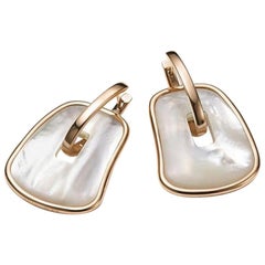 Mattioli Grandes boucles d'oreilles puzzle en or rose 18 carats et nacre