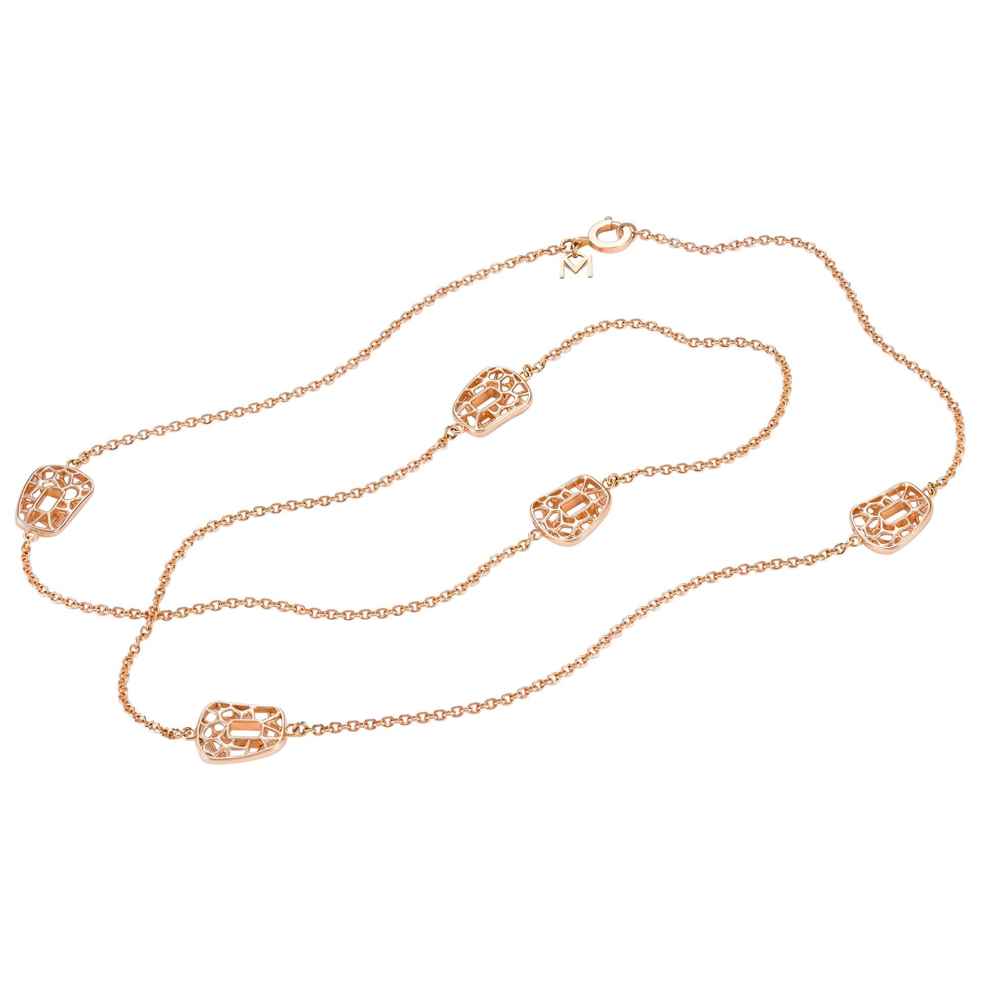 Mattioli Puzzle Collection 18 Karat Rose Gold, Openwork Chanel Necklace For Sale