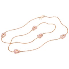 Mattioli Puzzle Collection 18 Karat Rose Gold, Pink Enamel Chanel Necklace