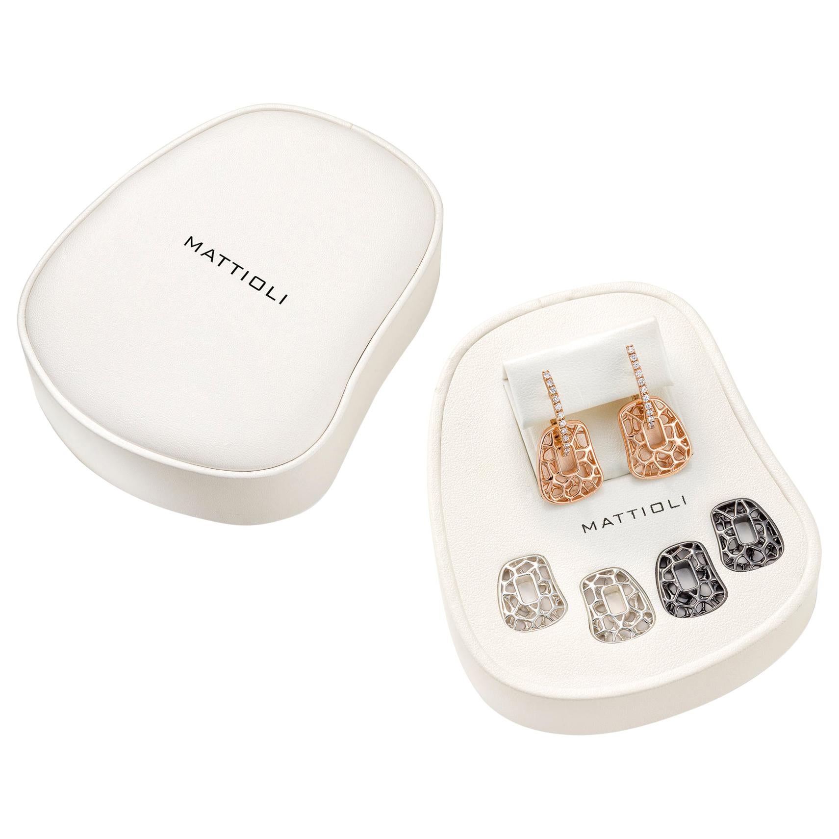 Mattioli, boucles d'oreilles Puzzle Collection en or 18 carats avec diamants, argent et bronze