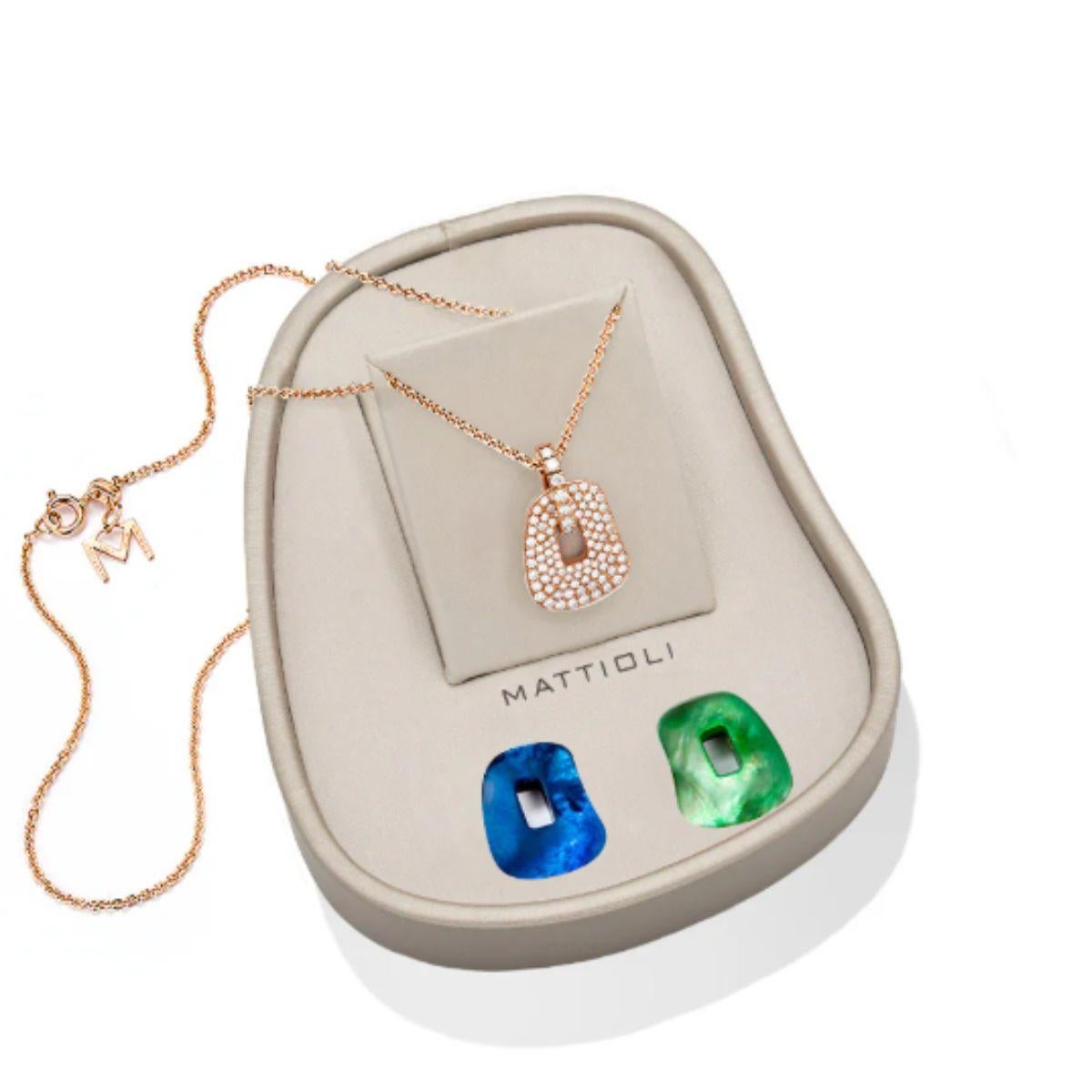 Brilliant Cut Mattioli Puzzle Collection 18k rose gold pendant box 2 colours & brown diamonds For Sale