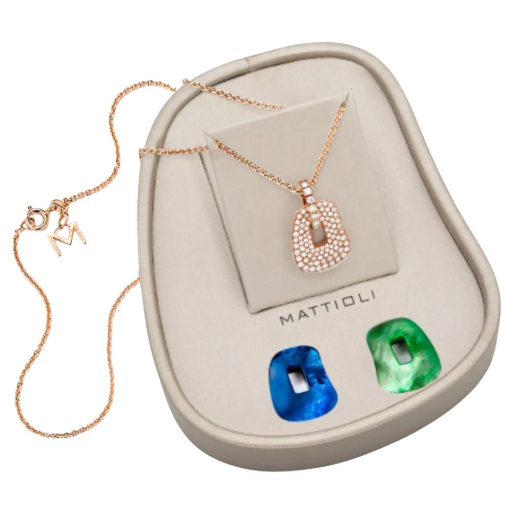 Brilliant Cut Mattioli Puzzle Collection 18k rose gold pendant box 2 colours & brown diamonds For Sale