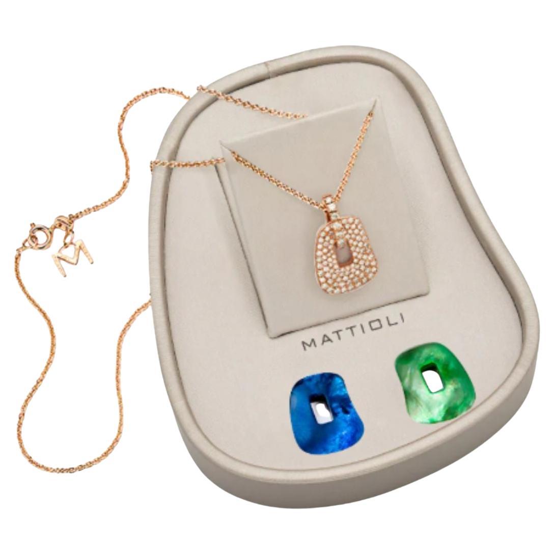 Mattioli Puzzle Collection 18k rose gold pendant box 2 colours & brown diamonds In New Condition For Sale In Bilbao, ES
