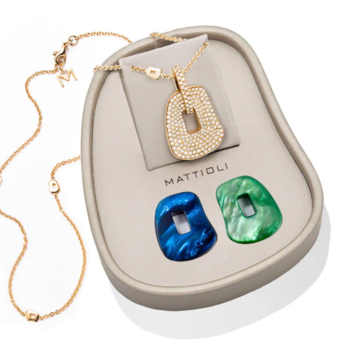 Women's Mattioli Puzzle Collection 18k rose gold pendant box 2 colours & brown diamonds For Sale