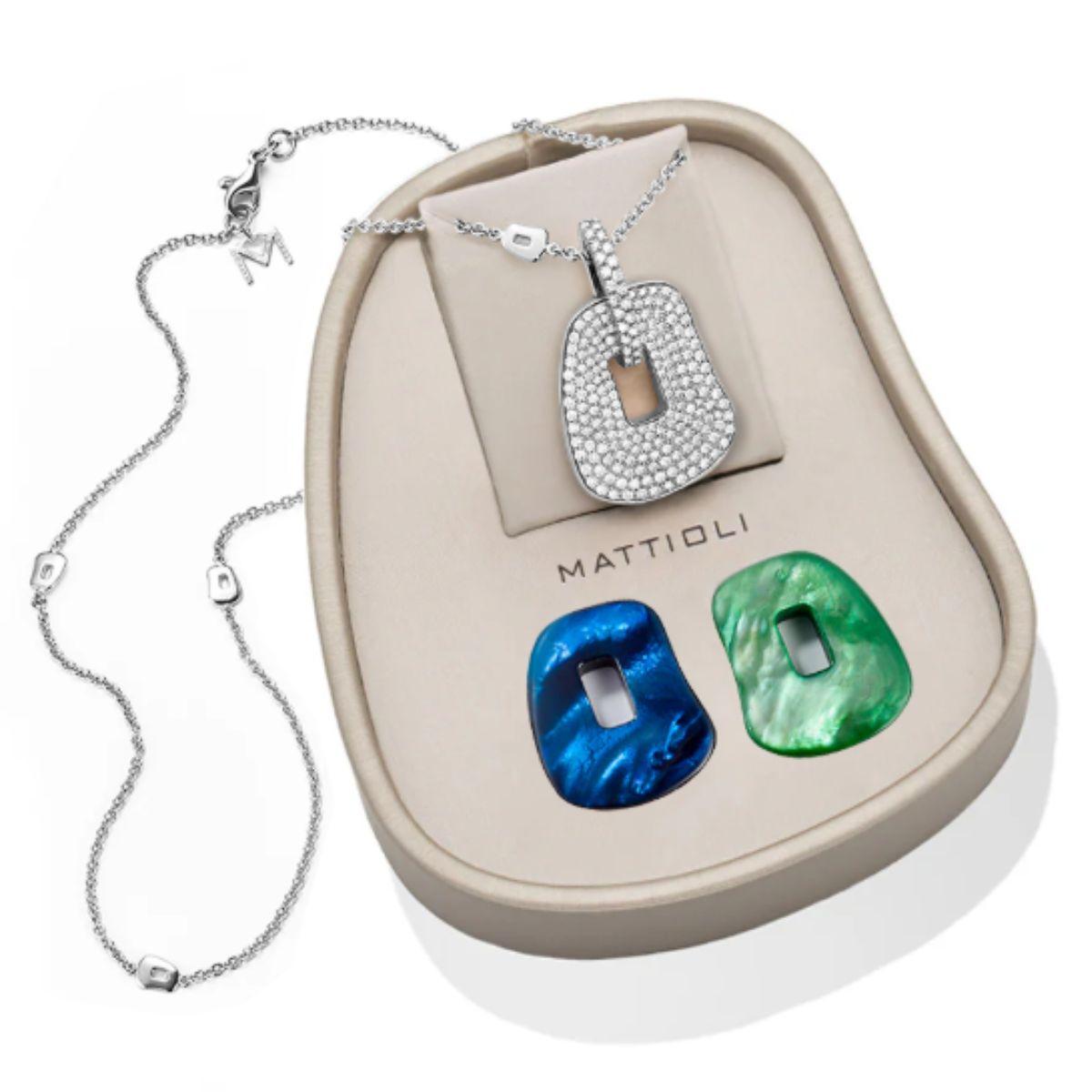 Mattioli Puzzle Collection 18k rose gold pendant box 2 colours & brown diamonds For Sale 1