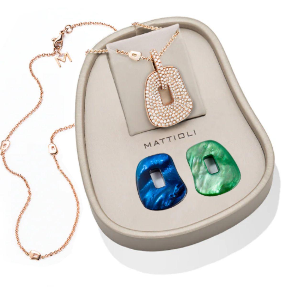 Mattioli Puzzle Collection 18k rose gold pendant box 2 colours & brown diamonds For Sale 2
