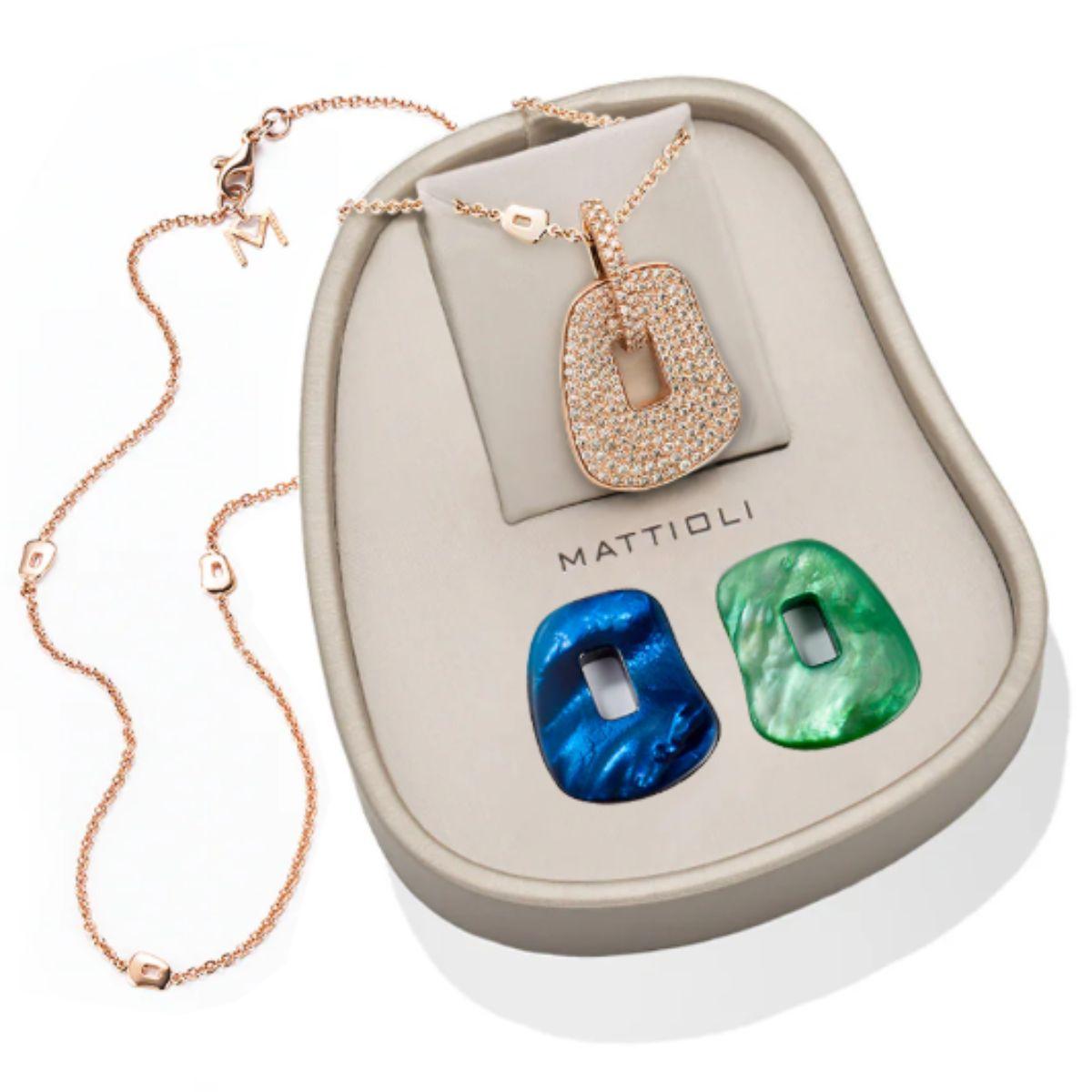 Mattioli Puzzle Collection 18k rose gold pendant box 2 colours & brown diamonds For Sale 3