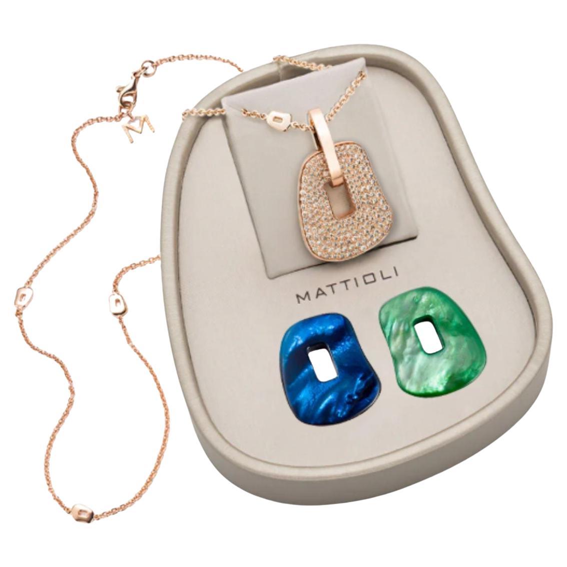 Mattioli Puzzle Collection 18k rose gold pendant box 2 colours & brown diamonds