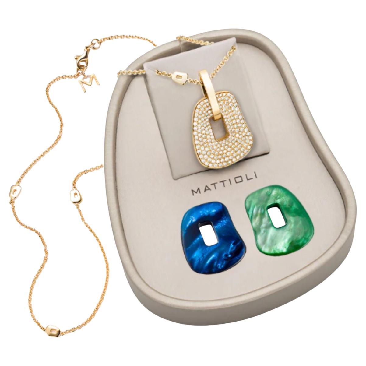 Mattioli Puzzle Collection 18k rose gold pendant box 2 colours & brown diamonds
