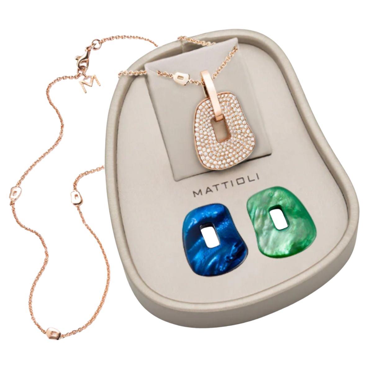 Mattioli Puzzle Collection 18k rose gold pendant box 2 colours & white diamonds