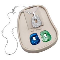 Mattioli Puzzle Collection 18k white gold pendant box 2 colours & white diamonds