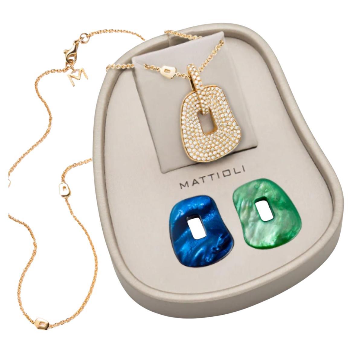 Mattioli Puzzle 18k yellow gold Medium pendant box 2 colours & white diamonds