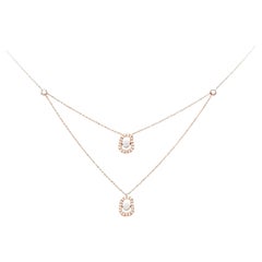 Mattioli Puzzle Diamonds Double Pendant in 18k Rose Gold and White Diamonds
