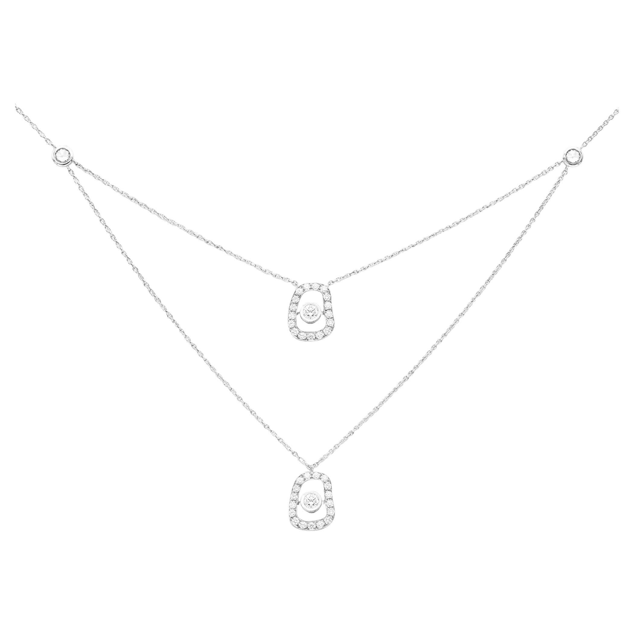Mattioli Puzzle Diamonds necklace with pendant in 750 white gold with diamonds