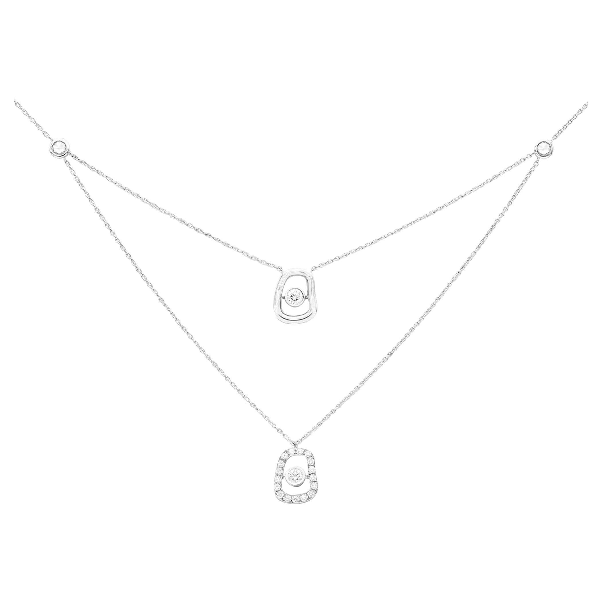 Mattioli Puzzle Diamonds necklace with pendant in 750 white gold with diamonds