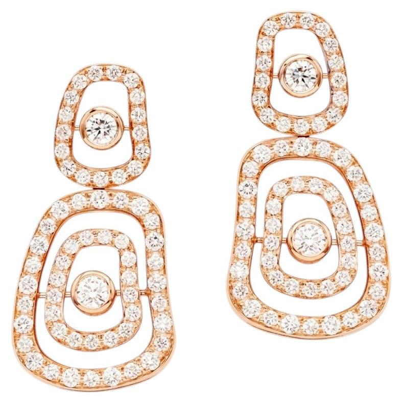 Mattioli Puzzle Diamonds Pend Earrings in 18k RoseGold and White Diamonds Medium For Sale