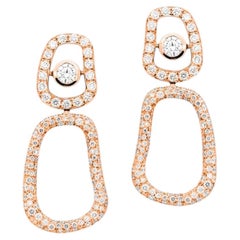 Mattioli Puzzle Diamonds Pendant Earrings in 18k Rose Gold and White Diamonds