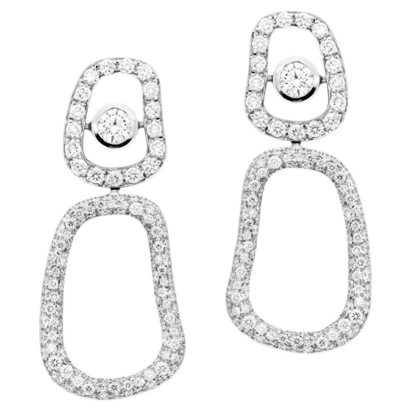 Mattioli Puzzle Diamonds Pendant Earrings in 18k White Gold and White Diamonds For Sale