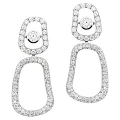 Mattioli Puzzle Diamonds Pendant Earrings in 18k White Gold and White Diamonds