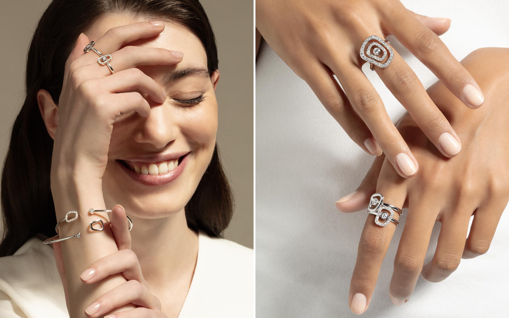 Contemporary Mattioli Puzzle Diamonds Ring in 18k white gold with white diamonds For Sale