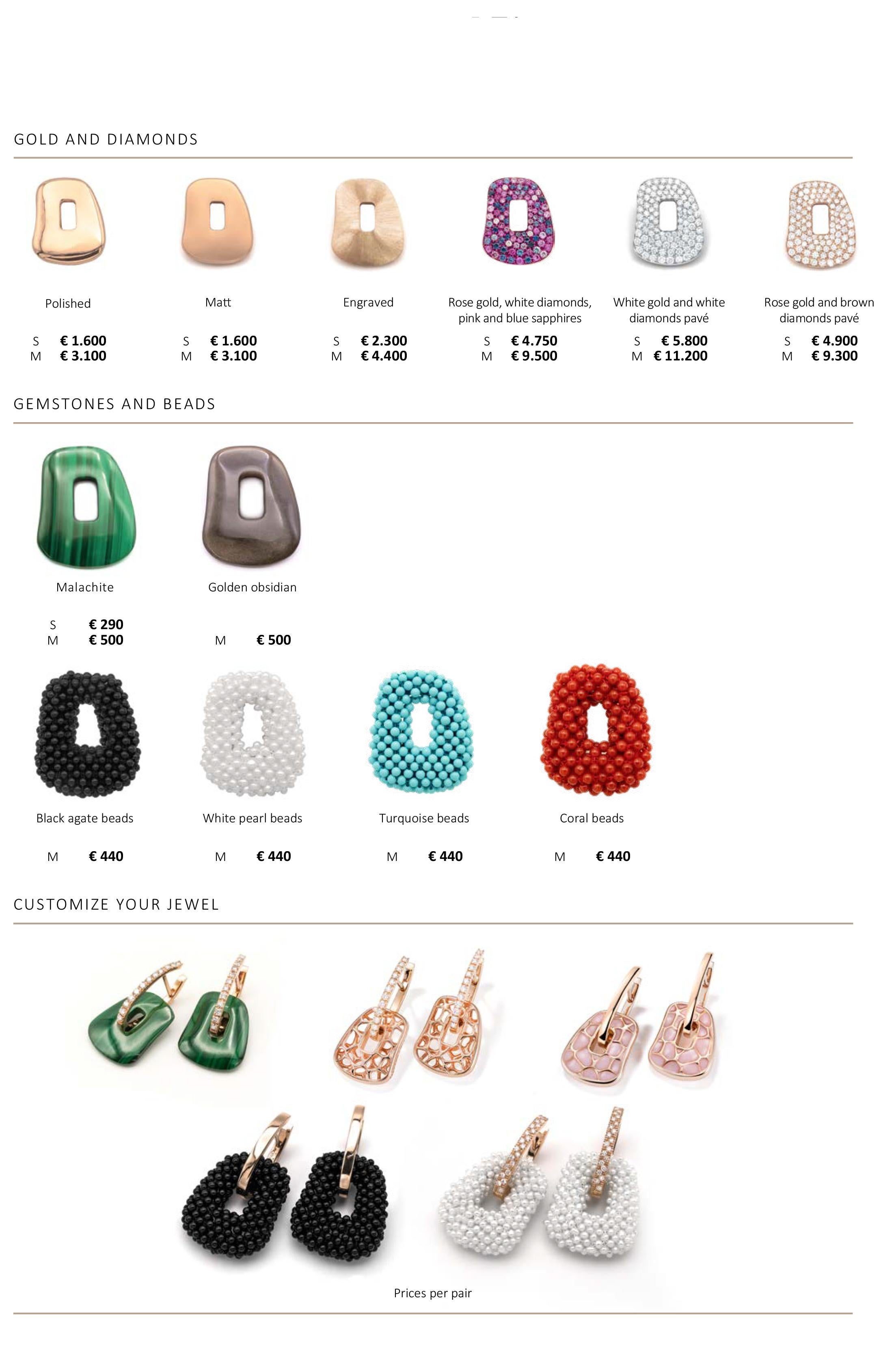 Mattioli Boucles d'oreilles puzzle en or rose 18 carats et 11 paires de couleurs, taille moyenne en vente 1