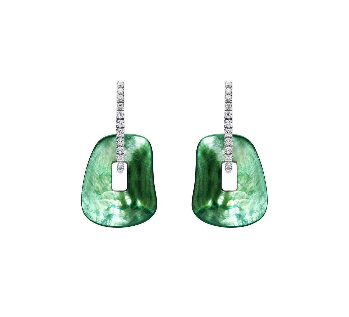 Brilliant Cut Mattioli Puzzle Earrings 18k Gold Diamonds & 10 Colored Pairs S Size For Sale