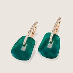 Mattioli, boucles d'oreilles puzzle en or 18 carats, diamants blancs et 10 paires de couleurs, taille S