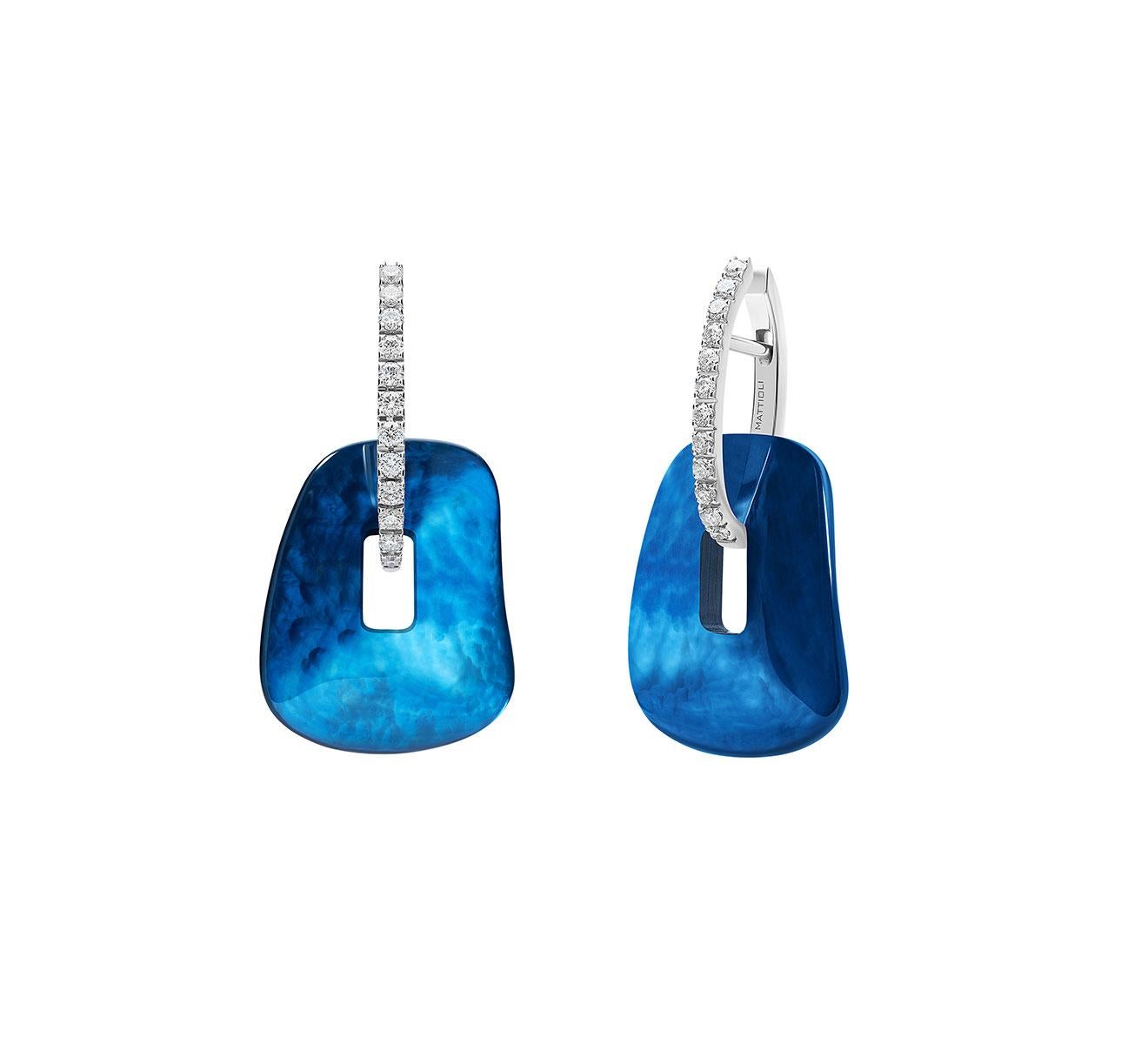 Contemporain Mattioli, boucles d'oreilles puzzle en or 18 carats, diamants blancs et 10 paires de couleurs, taille S en vente