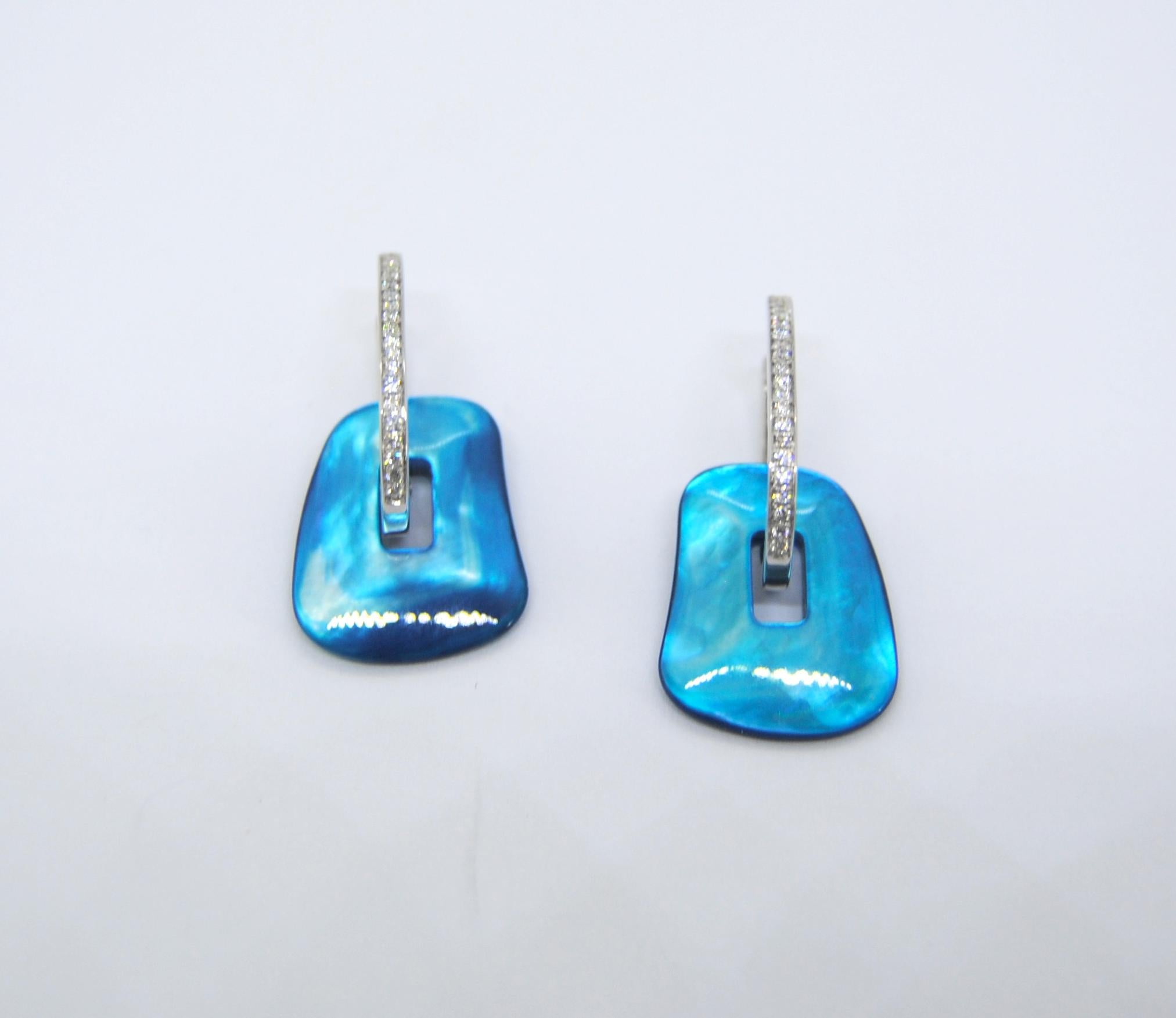 Contemporary Mattioli Puzzle Earrings 18 Karat White Gold with Diamonds and 11 Color Pendants