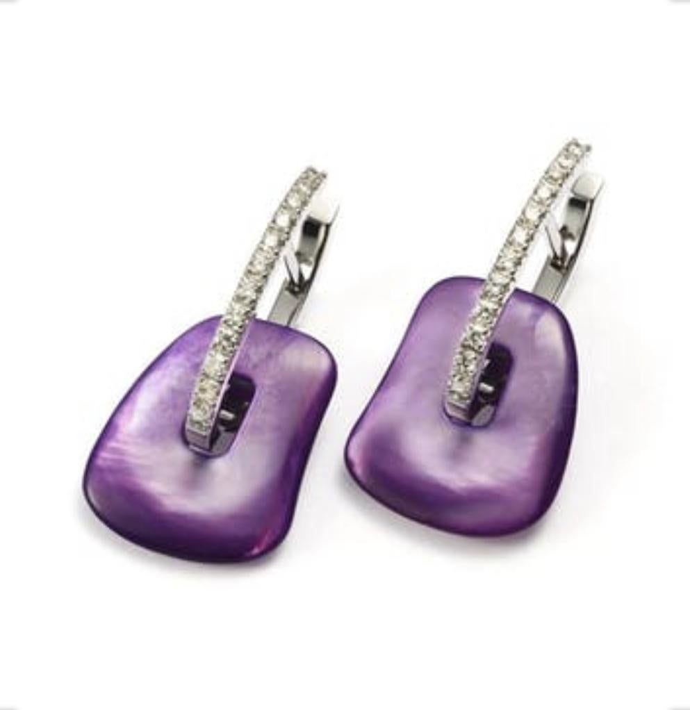 Women's Mattioli Puzzle Earrings 18 Karat White Gold with Diamonds and 11 Color Pendants