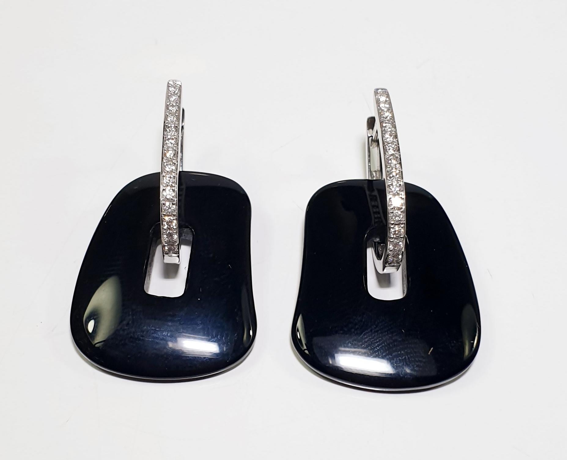 Women's Mattioli Puzzle Earrings 18Kt White Gold & Diamonds 11 Colored Pairs Medium Size