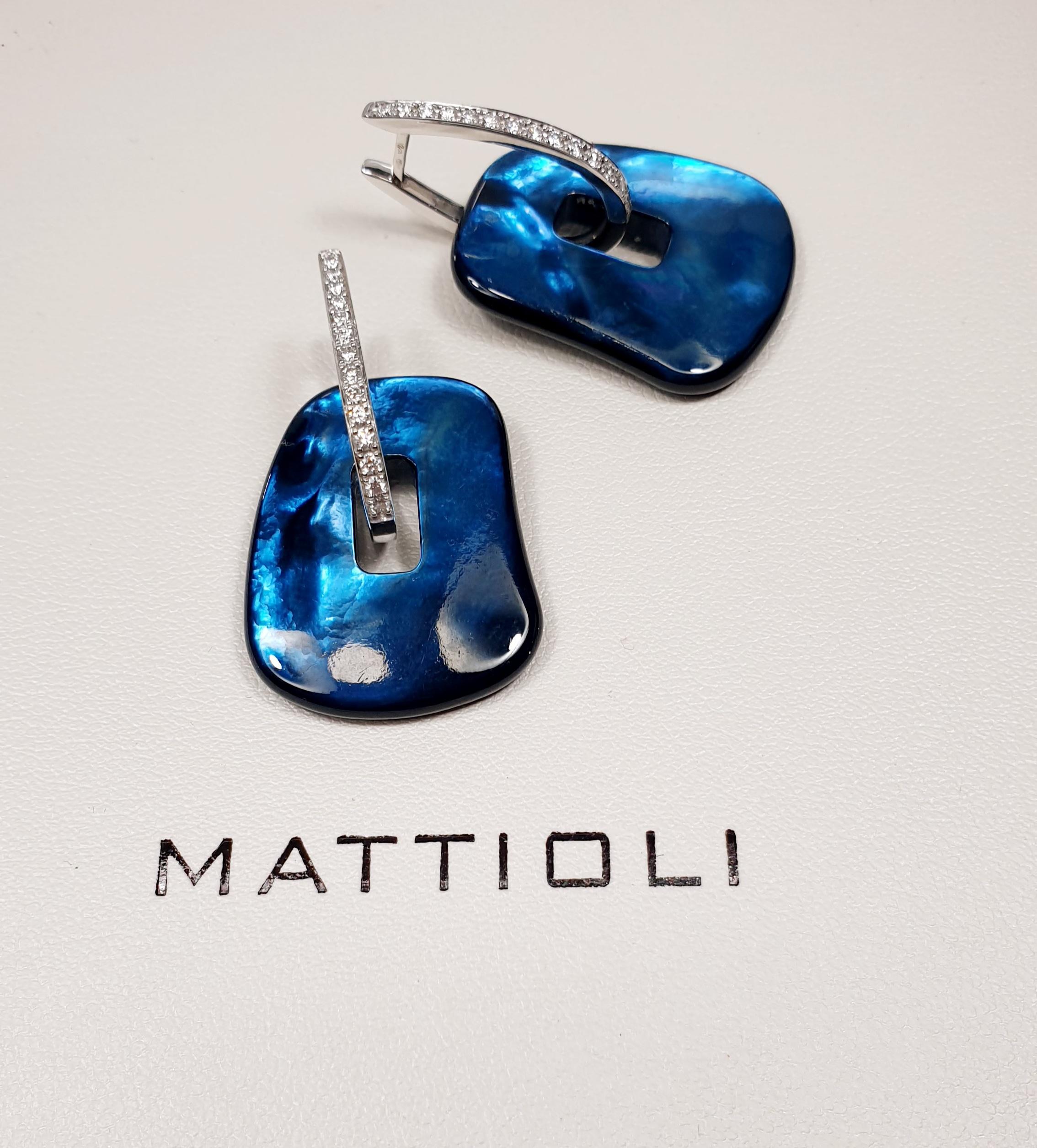 Women's Mattioli Puzzle Earrings 18Kt White Gold & Diamonds 11 Colored Pairs Medium Size For Sale